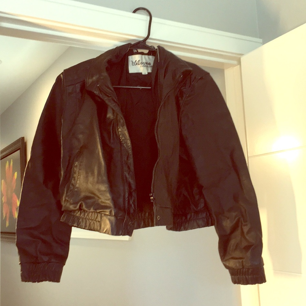 Cropped Black Leather Jacket
